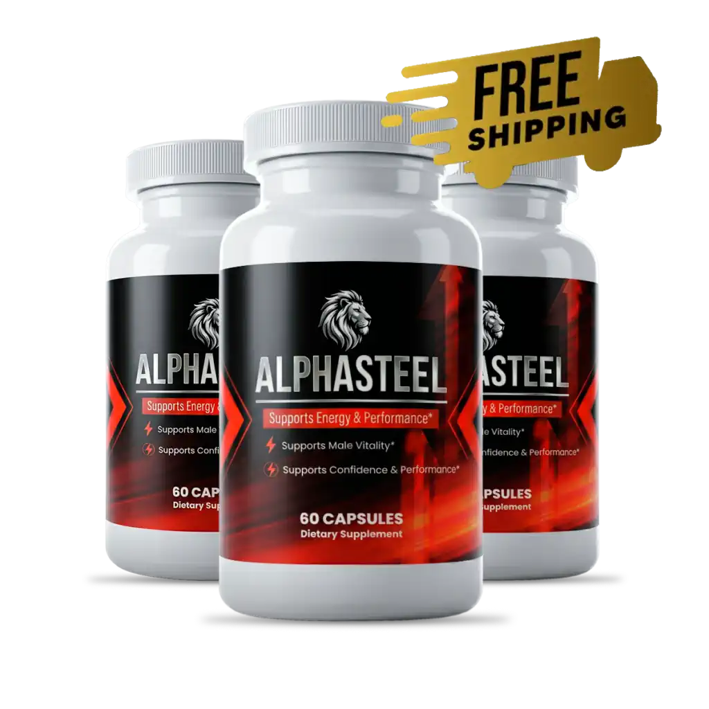AlphaSteel 3 bottle package – dark red label premium men's vitality supplement